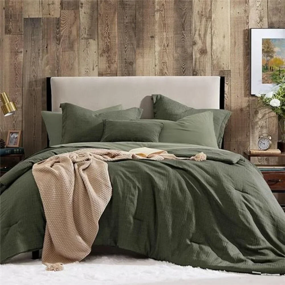 King Comforter Set - 7 Pieces Comforter King Size, Soft Solid Bedding Set